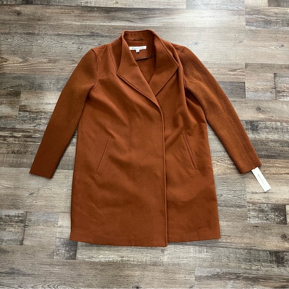 Kenneth Cole New York Rust Sweater Car Coat Sz XL Slit Pockets Snap Closure - Picture 9 of 15